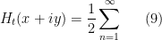 \displaystyle  H_t(x+iy) = \frac{1}{2} \sum_{n=1}^\infty \ \ \ \ \ (9)