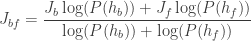 \displaystyle  J_{bf} = \frac{J_b \log(P(h_b)) + J_f \log(P(h_f))}{\log(P(h_b)) + \log(P(h_f))} 