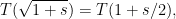 \displaystyle  T(\sqrt{1 + s}) = T(1 + s/2), 