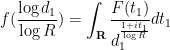 \displaystyle  f( \frac{\log d_1}{\log R} ) = \int_{\bf R} \frac{F(t_1)}{d_1^{\frac{1+it_1}{\log R}}} dt_1