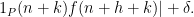 \displaystyle 1_P(n+k) f(n+h+k)| + \delta.