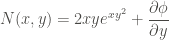 \displaystyle N(x,y) = 2xy e^{xy^2} + \frac{\partial \phi}{\partial y}