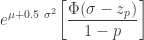 \displaystyle e^{\mu+0.5 \ \sigma^2} \biggl[\frac{\Phi(\sigma-z_p)}{1-p} \biggr]
