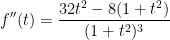 \displaystyle f''(t)=\frac{32t^2-8(1+t^2)}{(1+t^2)^3}