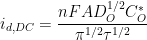 \displaystyle i_{d,DC} = \frac{nFAD_O^{1/2}C_O^*}{{\pi}^{1/2}{\tau}^{1/2}}