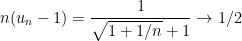\displaystyle n(u_n-1) = \frac{1}{\sqrt{1+1/n}+1} \to 1/2
