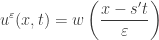 \displaystyle u^\varepsilon(x,t)=w\left( \frac{x-s' t}{\varepsilon}\right)
