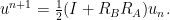 \displaystyle u^{n+1} = \tfrac12(I + R_{B}R_{A})u_{n}. 