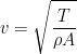 \displaystyle v=\sqrt{\frac{T}{\rho A}}