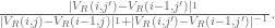 \frac{|V_{R}(i, j')-V_{R}(i-1, j')|^{_1}}{|V_{R}(i, j)-V_{R}(i-1, j)|^{_1}  +|V_{R}(i, j')-V_{R}(i-1, j')|^{-1} }.