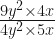 \frac{9y^2 \times 4x}{4y^2 \times 5x} 