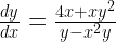 \frac{dy}{dx}=\frac{4x+xy^2}{y-x^2y}