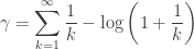 \gamma =\displaystyle \sum_{k=1}^\infty \dfrac{1}{k}-\log\left(1+\dfrac{1}{k}\right)