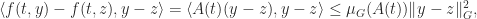 \langle f(t,y) - f(t,z), y - z \rangle =    \langle A(t)(y-z), y - z \rangle \le \mu_G(A(t)) \|y-z\|_G^2, 