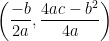 \left ( \dfrac{-b}{2a}, \dfrac{4ac - b^2}{4a} \right )