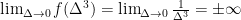 \lim_{\Delta \to 0} f(\Delta^3) = \lim_{\Delta \to 0} \frac{1}{\Delta^3} = \pm\infty