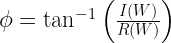 \phi = \tan^{-1}\left(\frac{I(W)}{R(W)}\right) 