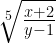 \sqrt[5]{\frac{x+2}{y-1}}