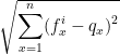 \sqrt {\displaystyle\sum_{x=1}^{n} (f_{x}^i-q_x)^2 }