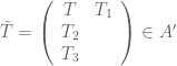 \tilde{T}=\left(\begin{array}{cc}T&T_1\\T_2\\T_3\end{array}\right)\in A'