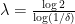 {\lambda = \frac{\log 2}{\log(1/\delta)}}