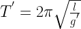 { T }^{ ' }=2\pi \sqrt { \frac { l }{ { g }^{ ' } } } 