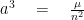 { a }^{ 3 }\quad =\quad \frac { \mu  }{ { n }^{ 2 } }