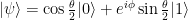 |\psi\rangle = \cos{\frac{\theta}{2}} |0\rangle + e^{i\phi}\sin{\frac{\theta}{2}} |1\rangle