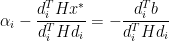  \displaystyle \alpha_i-\frac{d^T_i Hx^*}{d^T_i H d_i}=-\frac{d^T_i b}{d^T_i H d_i} 