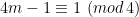 4m-1\equiv1\,\left(mod\,4\right)