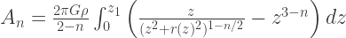 A_n = \frac{2\pi G\rho}{2-n} \int_0^{z_1} \left(\frac{z}{(z^2 + r(z)^2)^{1 - n/2}} - z^{3-n}\right) dz