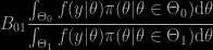 B_{01}\dfrac{\int_{\Theta_0} f(y|\theta)  \pi(\theta|\theta\in\Theta_0)\text{d}\theta}{\int_{\Theta_1} f(y|\theta)  \pi(\theta|\theta\in\Theta_1)\text{d}\theta}