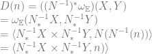 D(n) = ( (N^{-1})^* \omega_{\mathbb{E}})(X,Y) \\ \quad = \omega_{\mathbb{E}}(  N^{-1}_*X,  N^{-1}_*Y) \\ \quad = \langle  N^{-1}_*X \times N^{-1}_*Y, N(N^{-1}(n)) \rangle \\ \quad = \langle N^{-1}_*X \times N^{-1}_*Y, n) \rangle 