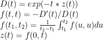 D(t)=exp(-t*z(t)) \\ f(t,t)=-D'(t)/D(t) \\ f(t_1,t_2)=\frac{1}{t_2-t_1} \int_{t_1}^{t_2} f(u,u) du \\ z(t)=f(0,t) 