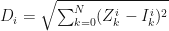D_i= \sqrt{\sum_{k=0}^{N}(Z^{i}_{k}-I^{i}_{k})^2}