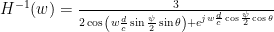 H^{-1}(w) = \frac{3}{ 2\cos{\left( w \frac{d}{c} \sin{\frac{\psi}{2}} \sin{\theta} \right)}+ e^{jw \frac{d}{c} \cos{\frac{\psi}{2}}\cos{\theta}} }