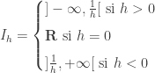 I_h=\begin{cases}]-\infty,\frac 1h[\mathrm{\ si\ }h>0\\[1ex]\mathbf R\mathrm{\ si\ }h=0\\[1ex]]\frac 1h,+\infty[\mathrm{\ si\ }h <0\end{cases}