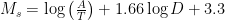 M_s = \log \left( \frac{A}{T} \right) + 1.66 \log D + 3.3 