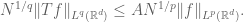 N^{1/q} \| Tf \|_{L^q({\Bbb R}^d)} \leq A N^{1/p} \|f\|_{L^p({\Bbb R}^d)}.