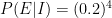 P(E|I)=(0.2)^4