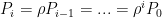 P_{i} = \rho P_{i-1} = ... = \rho^{i}P_{0}