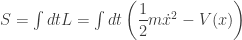 S=\int dt L=\int dt \left(\dfrac{1}{2}m\dot{x}^2-V(x)\right)