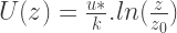 U(z) = \frac{u*}{k} . ln(\frac{z}{z_0})