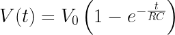 V(t) = V_{0} \left( 1-e^{-\frac{t}{RC}} \right)