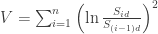 V=\sum_{i=1}^n \left( \ln \frac{S_{id}}{S_{(i-1)d}}\right )^2