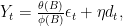 Y_t = \frac{\mathbf{\theta}(B)}{\mathbf{\phi}(B)}\epsilon_t + \eta d_t, 