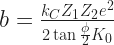 b=\frac{k_{C} Z_{1} Z_{2} e^{2}}{2\tan{\frac{\phi}{2}} K_{0}}  