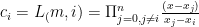 c_i = L_(m,i) = \Pi^n_{j=0, j \ne i}\frac{(x-x_j)}{x_j-x_i} 