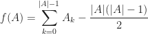 f(A) = \displaystyle\sum_{k = 0}^{|A| - 1} A_{k} -\frac{|A|(|A|-1)}{2}