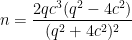 n = \dfrac{2qc^3(q^2-4c^2)}{(q^2+4c^2)^2}